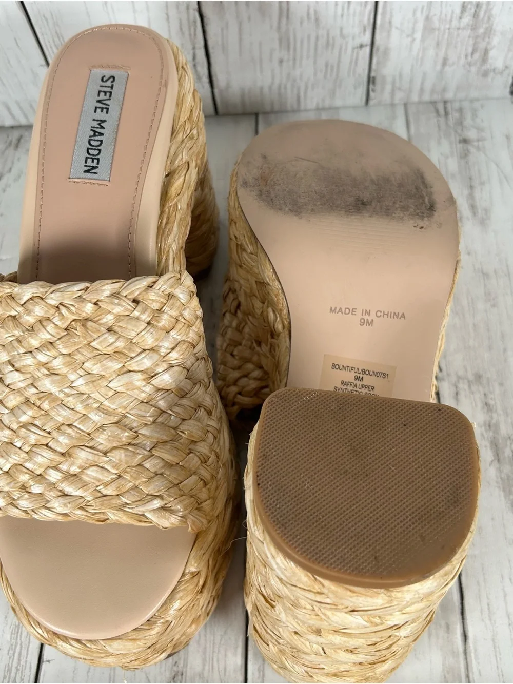 Steve Madden Bountiful Platform Chunky Raffia Sandals 9